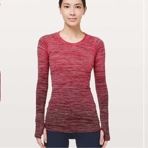 lululemon Swiftly Tech Long Sleeve Crew Red Alert Sz 10